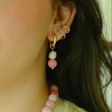Load image into Gallery viewer, Pink Tourmaline &amp; Pearl Dangles

