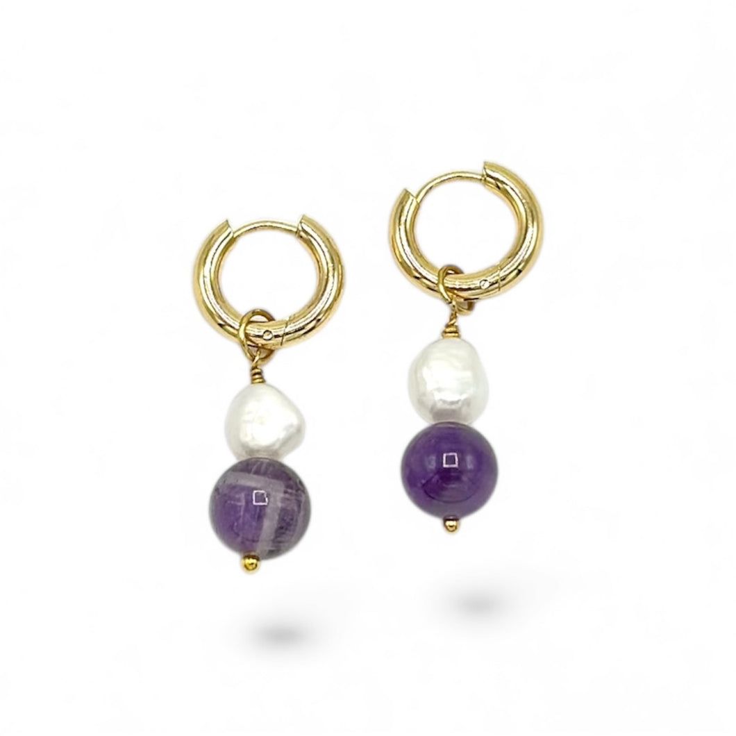 Amethyst & Pearl Dangles