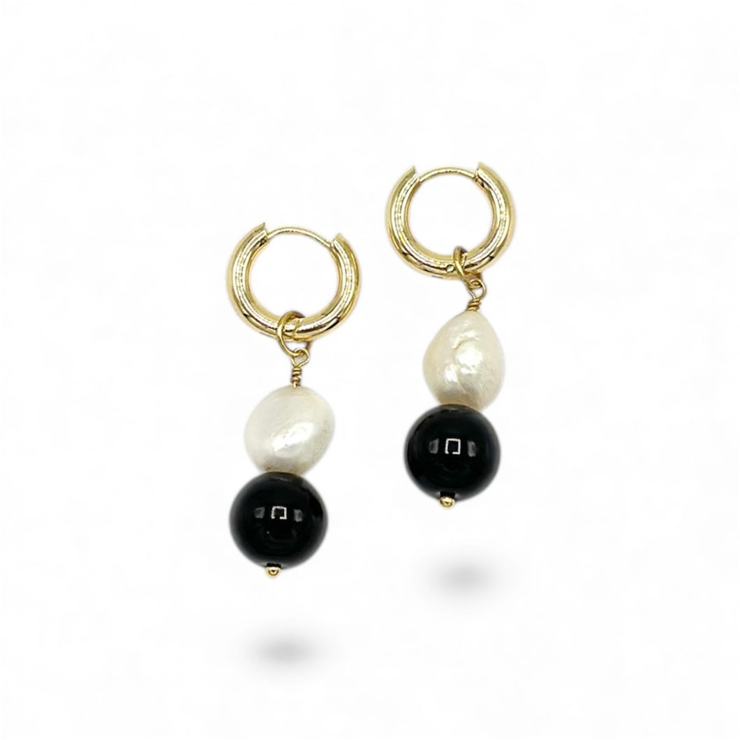 Onyx & Pearl Dangles