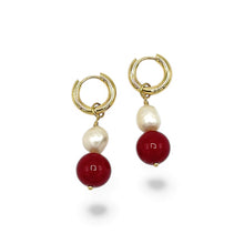Load image into Gallery viewer, Coral &amp; Pearl Dangles
