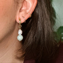 Load image into Gallery viewer, Amazonite &amp; Pearl Dangles
